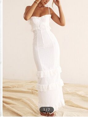 White Eyelet Ruffle Maxi Dress - Women
